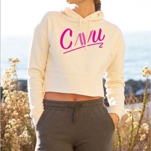 Cropped Bone Colored Hoodie